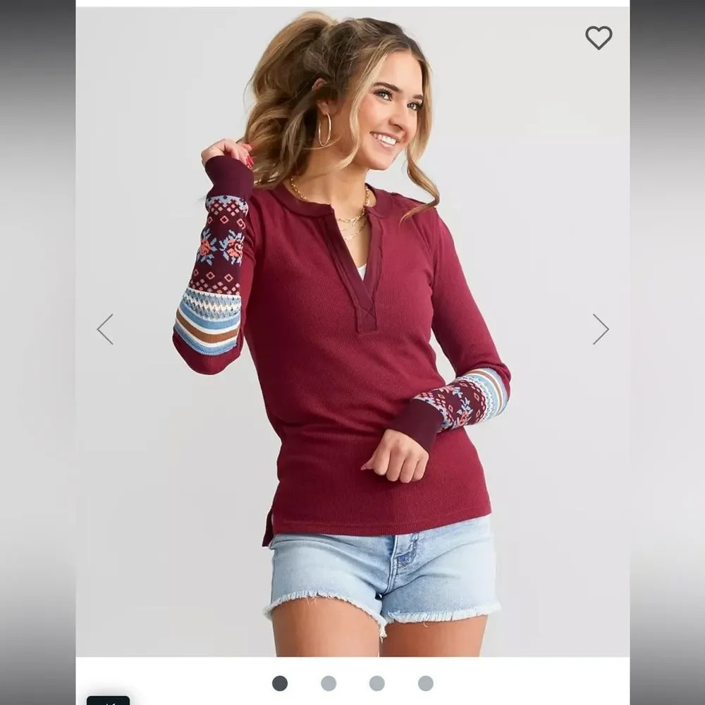 NWOT Free People Mikah Notch Neck waffle Top - Picture 4 of 14